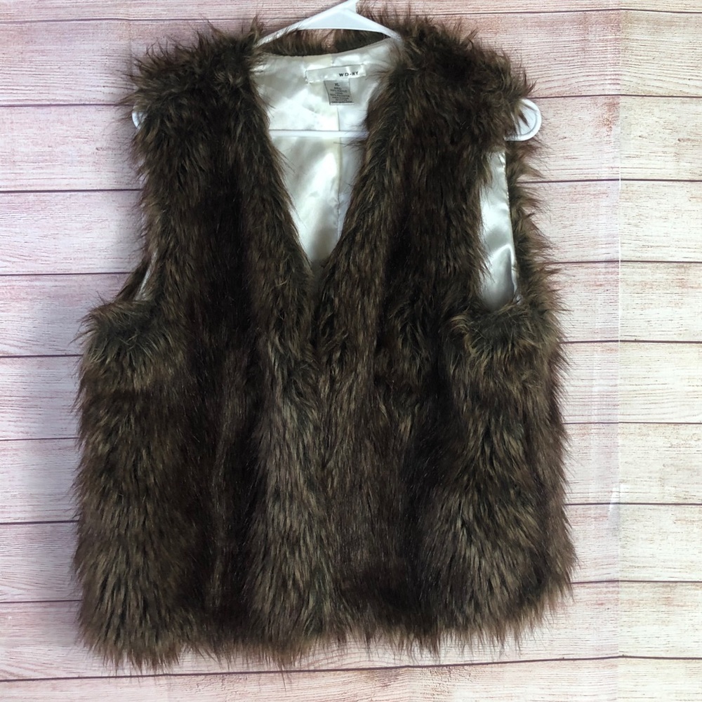 WD.NY Dark Brown Faux Fur Vest SzXL